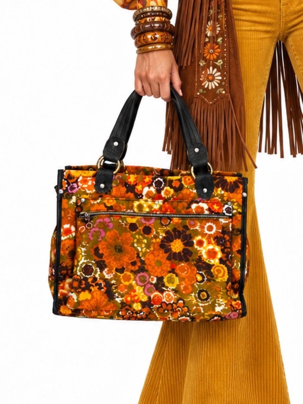 Genuine Vintage 1970s Floral Bag Retro Flower Power Tote